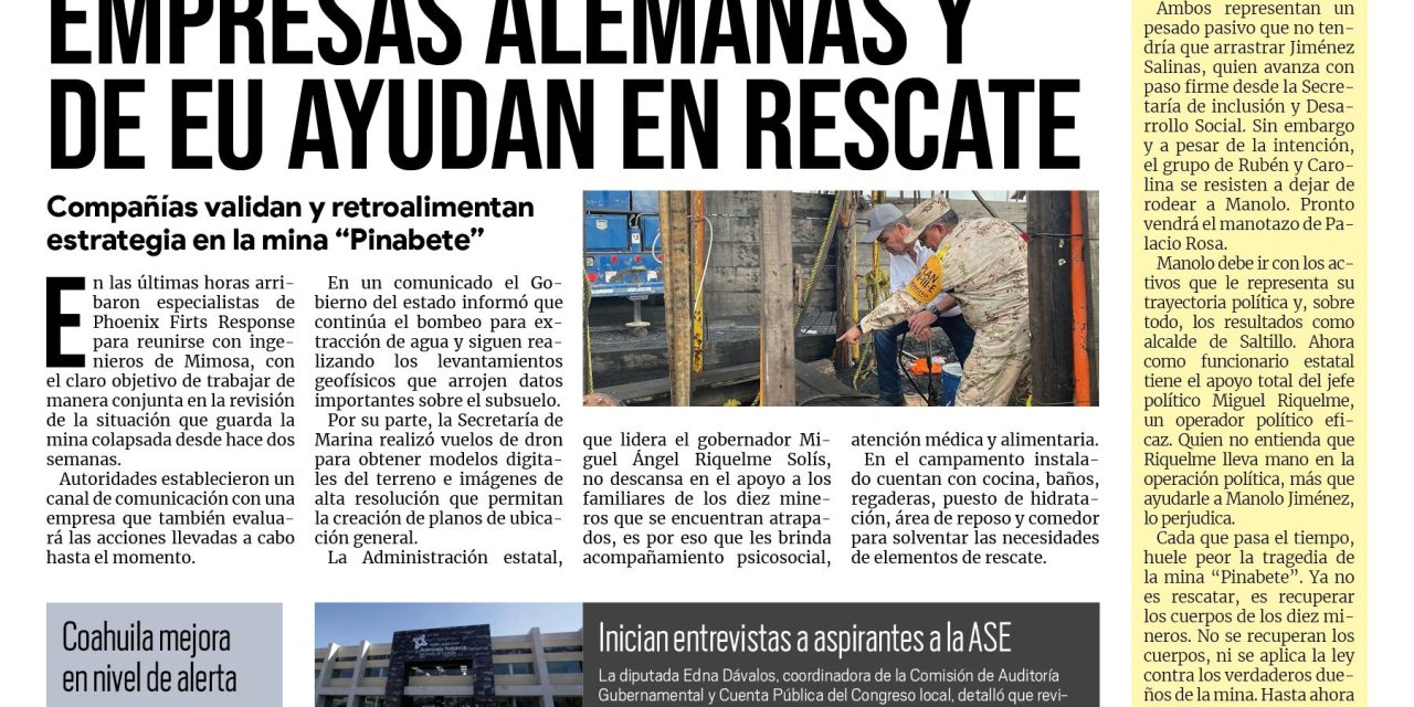 Portada Región Centro [18 de agosto de 2022] Empresas alemanas y de EU ayudan en rescate; Detienen a sujeto que apuñaló a su sobrino en Frontera; y más…
