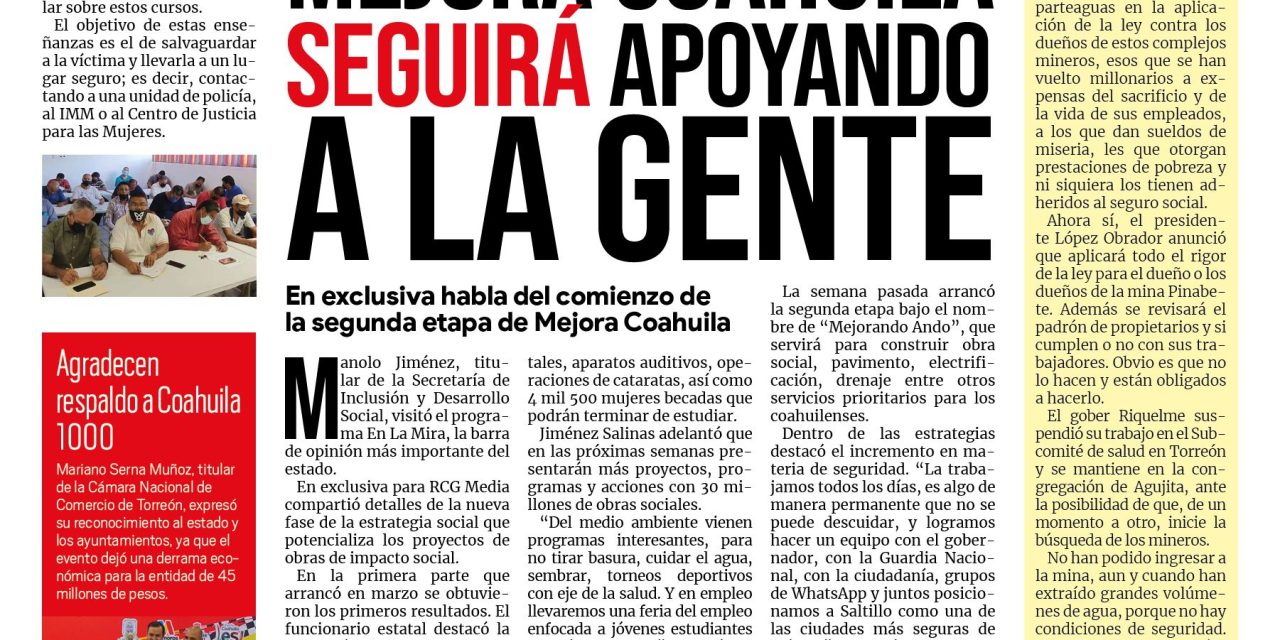 Portada Región Lagunera [09 de agosto de 2022] Aprueban diversos estímulos en Torreón; Capacitan a choferes de taxi y más…