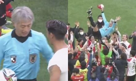 Lo despiden en grande: árbitro se jubila y lo ovaciona todo el estadio, en Japón (video)