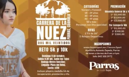 Se realizará en Parras la carrera de la Nuez 2022 5k y 10k