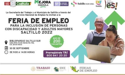 Este viernes se llevará a cabo la Feria de del Empleo para adultos mayores y personas con discapacidad en Saltillo