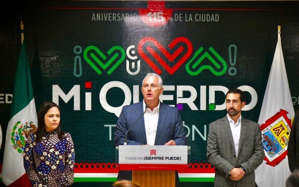 Alcalde anuncia festejos patrios y de aniversario en Torreón