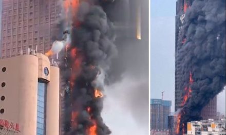 Incendio consume rascacielos en China; no hay víctimas (video)