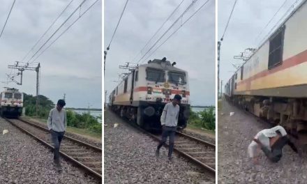Joven graba clip cerca del tren, no calcula distancia y termina embestido, en la India (video)
