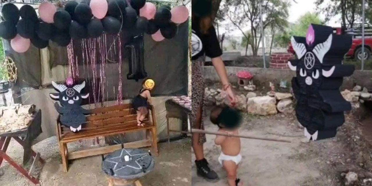 Mujer festeja cumpleaños de su hija con temática satánica