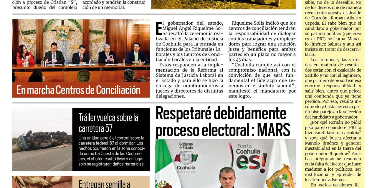 Portada Región Carbonífera [5 de octubre de 2022] Supervisan familiares trabajos en mina ‘El Pinabete’; ‘Mi gobierno respetará proceso electoral de 2023’; MARS; y más….