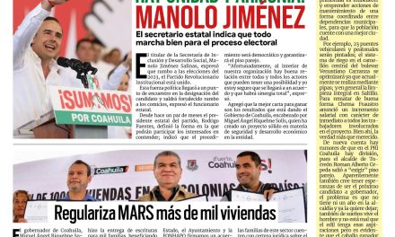 Portada Región Centro [8 de octubre de 2022] Existe unidad y armonía en el PRI: Manolo Jiménez;Registro Civil Coahuila celebra brigadas de actas; y más…