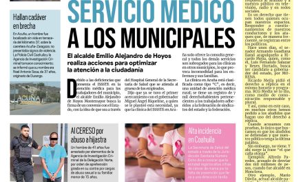 Portada Región Fronteriza [4 de octubre de 2022] Mejorará servicio médico a los municipales en Acuña; MARS y Román Cepeda arrancan programa de leche «Nutre tu Hogar»; y más…
