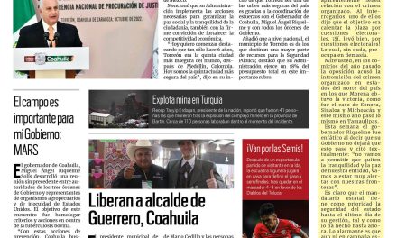Portada Región Lagunera [16 de octubre de 2022] Torreón es la quinta ciudad más segura, destaca alcalde; Hoy es la ‘Expo Felina 2022’ en Torreón; y más…