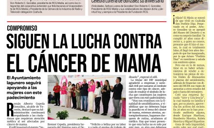 Portada Región Lagunera [27 de octubre de 2022] Entrega DIF apoyos contra cáncer de mama en Torreón; Combaten violencia de género en Torreón; y más…