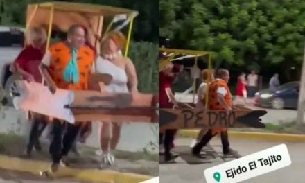 Video: Familia de Coahuila decide pasear en un ‘troncomóvil’ por la Comarca Lagunera