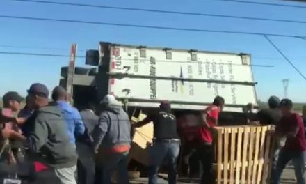 Lagunero vuelca tráiler en la carretera Saltillo-Torreón; pobladores y conductores realizaron rapiña