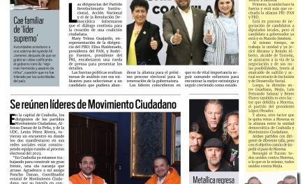 Portada Región Carbonífera[29 de noviembre de 2022] PRI, PAN Y PRD van juntos por Coahuila; FGE identifica a asesinos de mujer y más…
