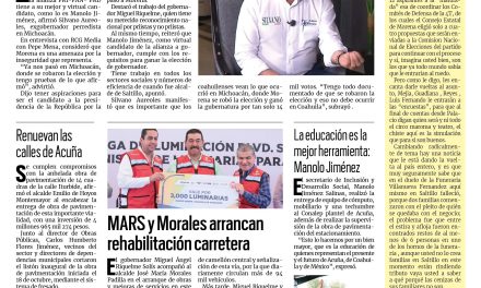Portada Región Fronteriza [11 de noviembre de 2022] Renuevan las calles de Acuña; ‘Tiene Coahuila un gobernador que mantiene la paz’: Silvano Aureoles; y más…