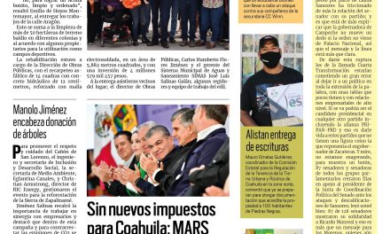 Portada Región Fronteriza [12 de noviembre de 2022] Llegan obras a Altos de Santa Teresa; Sin nuevos impuestos para Coahuila y más…