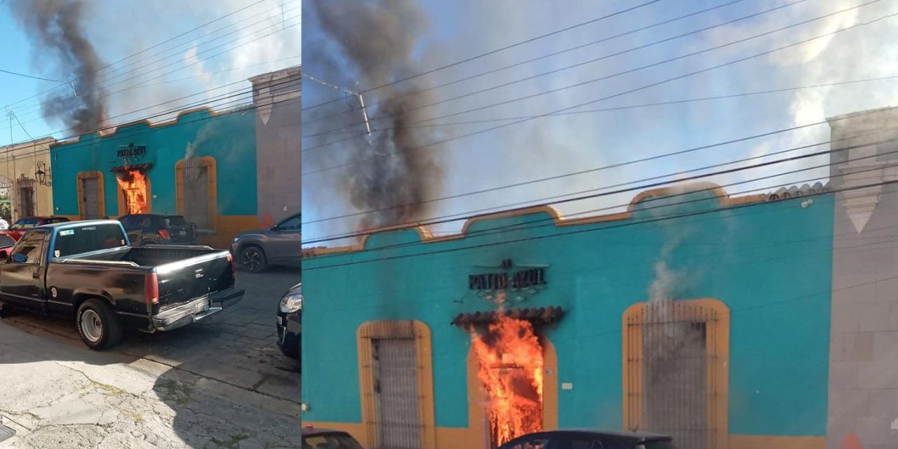 Se registra incendio en el bar Patio Azul del centro de Saltillo