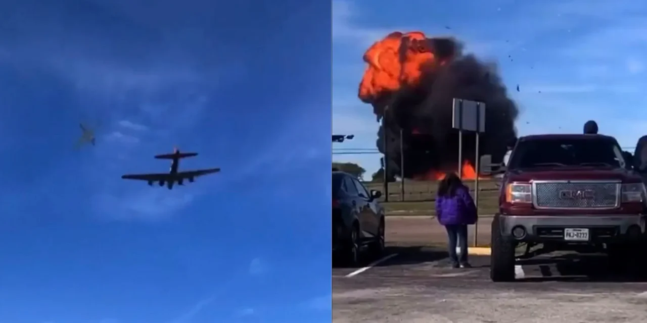 Chocan dos aviones antiguos en show aéreo en Dallas, Texas (video)