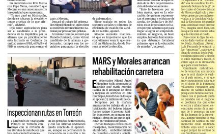 Portada Región Lagunera [11 de noviembre de 2022] Inspeccionan rutas en Torreón; Presidencia opera normal tras falsa alarma en Torreón; y más…