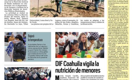 Portada Región Lagunera [14 de noviembre de 2022] Reforestan 11 plazas públicas más; instalan nuevas luminarias en Torreón y más…