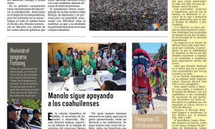 Portada Región Lagunera[28 de noviembre de 2022] Marchan simpatizantes con AMLO en la CDMX; brindan trato digno a infractores detenidos y más…