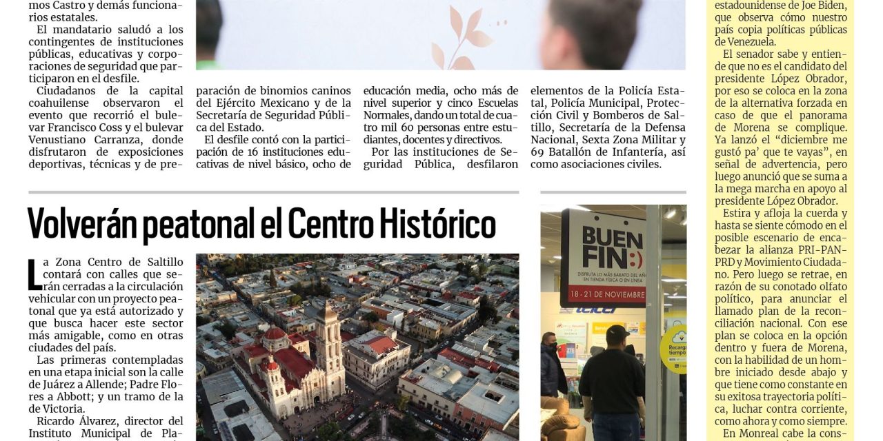 Portada RCG MEDIA [22 de noviembre de 2022] MARS preside conmemoración de la Revolución Mexicana; volverán peatonal el Centro Histórico; andamos con todo: Manolo Jiménez y más…