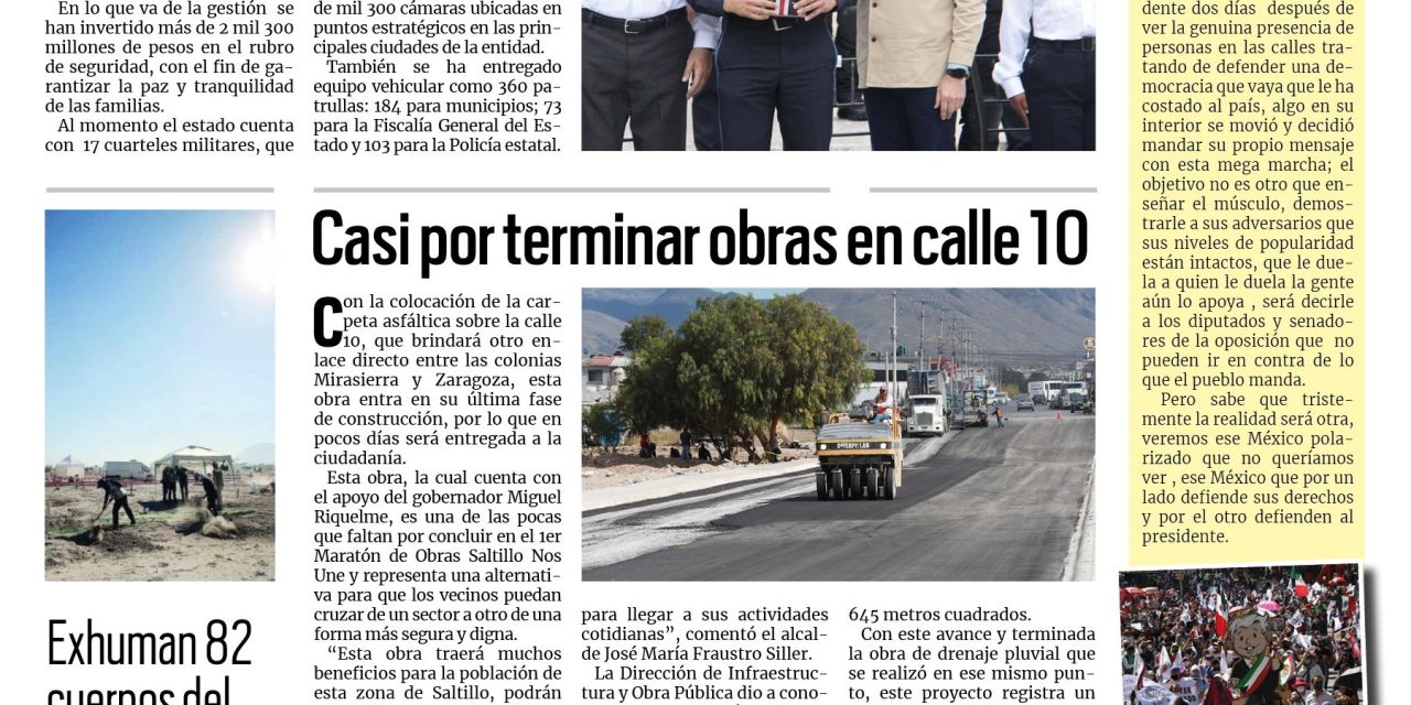 Portada RCG MEDIA [27 de noviembre de 2022] Miguel Riquelme blinda a Coahuila; Casi por terminar obras en calle 10  y más…