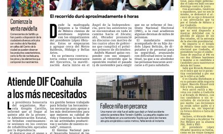 Portada RCG Media[28 de noviembre de 2022] Marchan simpatizantes con AMLO en la CDMX; Atiende DIF Coahuila a los más necesitados y más…