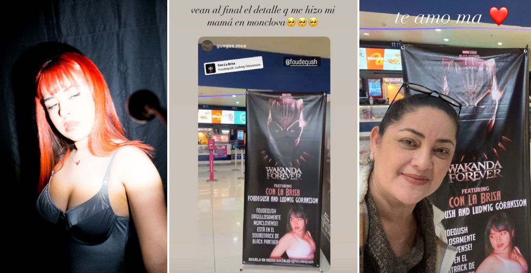 ¡Qué detalle! Mamá de cantante Foudeqush coloca cartel en cine de Monclova por su canción en ‘Black Panther’