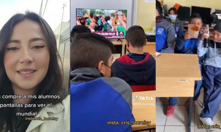 Profesora de Sonora compra pantallas para que sus alumnos vean el mundial