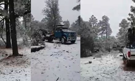Frente frío pinta de blanco ‘El Vergel’ en Chihuhua