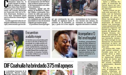 Portada Región Carbonífera [26 de diciembre de 2022] Frente frío trae heladas a Sabinas; Priorizan bienestar social y desarrollo y más…