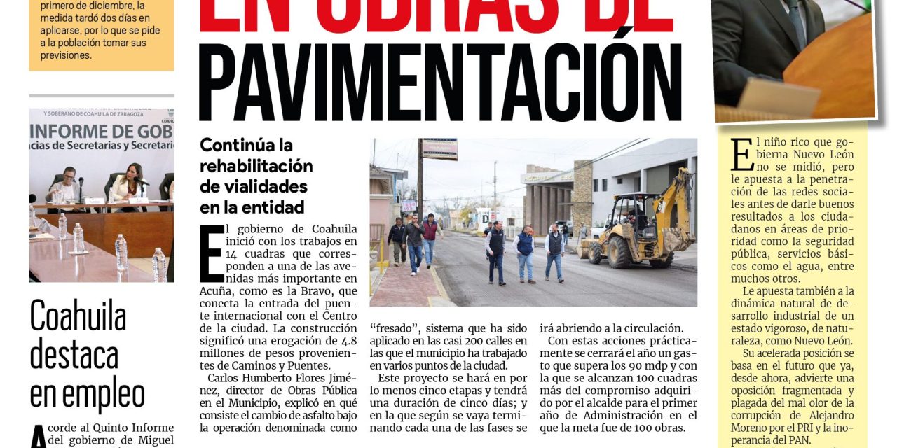 Portada Región Fronteriza [6 de diciembre de 2022] Capufe trabaja  en obras de pavimentación; coronan a la reina de la Navidad y más…