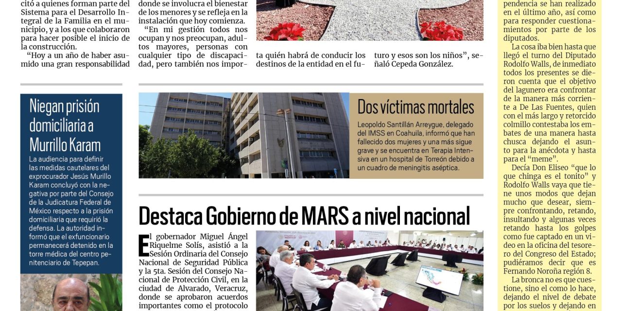 Portada Región Lagunera [3 de diciembre de 2022] Construyen nueva Casa Cuna del DIF Torreón; Destaca Gobierno de MARS a nivel nacional y más…