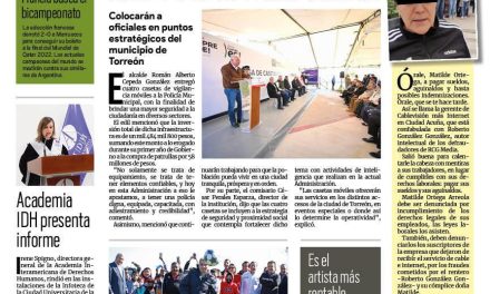 Portada Región Lagunera [15 de diciembre de 2022] Román Cepeda entrega casetas de vigilancia ; activan operativo contra pirotecnia y más…
