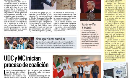 Portada RCG Media [14 de diciembre de 2022] Es Coahuila casa del ejército: MARS; Saltillo es la segunda ciudad más competitiva de México; y más….