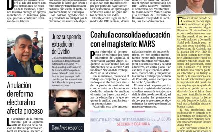 Portada Región Carbonífera [7 de enero de 2023] Celebran a lustradores de Sabinas; Coahuila consolida educación con el magisterio: MARS y más …