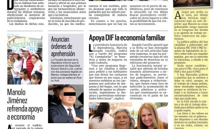 Portada Región Carbonífera [30 de enero de 2023]Farmacias señalan falta de medicamentos; Apoya DIF la economía familiar y más…