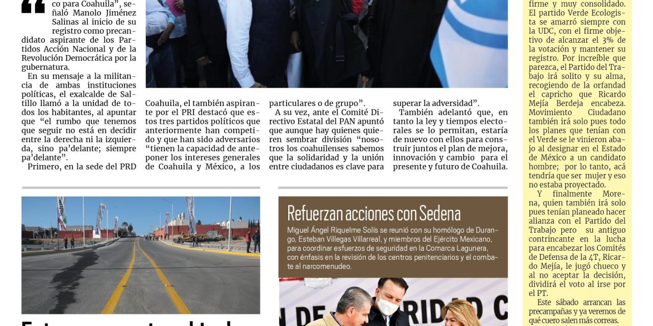 Portada Región Fronteriza [14 de enero de 2023] Va Manolo por una gran alianza ciudadana; Entregan puente vehicular y más…