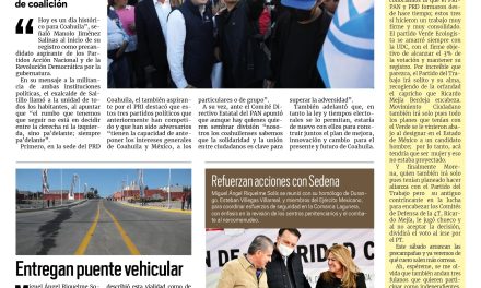 Portada Región Fronteriza [14 de enero de 2023] Va Manolo por una gran alianza ciudadana; Entregan puente vehicular y más…