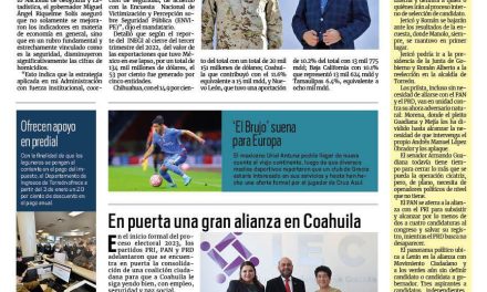 Portada Región Lagunera [2 de enero de 2023] Coahuila mejora en economía y seguridad: MARS; En puerta una gran alianza y más…