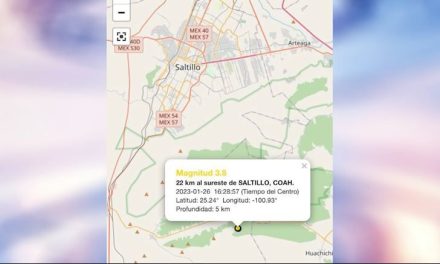 Se registra sismo en Saltillo con magnitud de 3.8