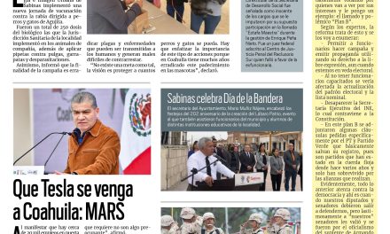 Portada RCG Carbonífera [25 de febrero de 2023] Aplican dosis de vacunas antirrábicas; Sedena refuerza acciones de seguridad y más…