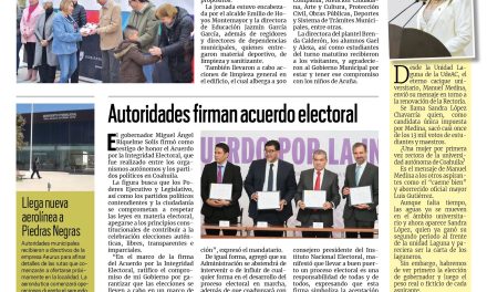 Portada Región Fronteriza [14 de febrero de 2023] Mantienen mejoras en instituciones educativas; autoridades firman acuerdo electoral y más