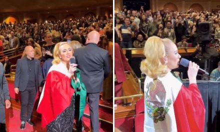 Adele canta portando la bandera de México en Las Vegas