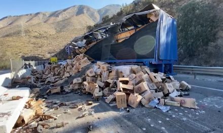 Arteaga: Vuelca tráiler y derrama cerveza sobre la carretera 57 en Los Chorros