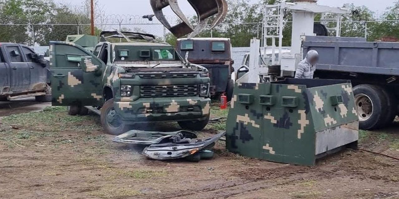 Autoridades destruyen 11 vehículos ‘monstruo’ en Reynosa, Tamaulipas