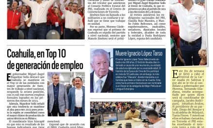Portada RCG Lagunera [12 de marzo de 2023] Manolo Jiménez rinde protesta como candidato; Capacitan a choferes en Torreón y más…