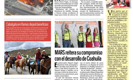 Portada RCG Media [29 de marzo de 2023] Fuego consume bodega del IMSS en Arteaga; MARS reitera su compromiso con el desarrollo de Coahuila y más…