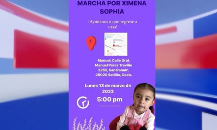 Marcharán por Ximena Sophia; buscan a menor sustraída por su padre en Saltillo
