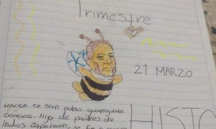 Niña de Torreón dibuja a Benito Juárez como abeja por la primavera y el maestro se niega a evaluarla